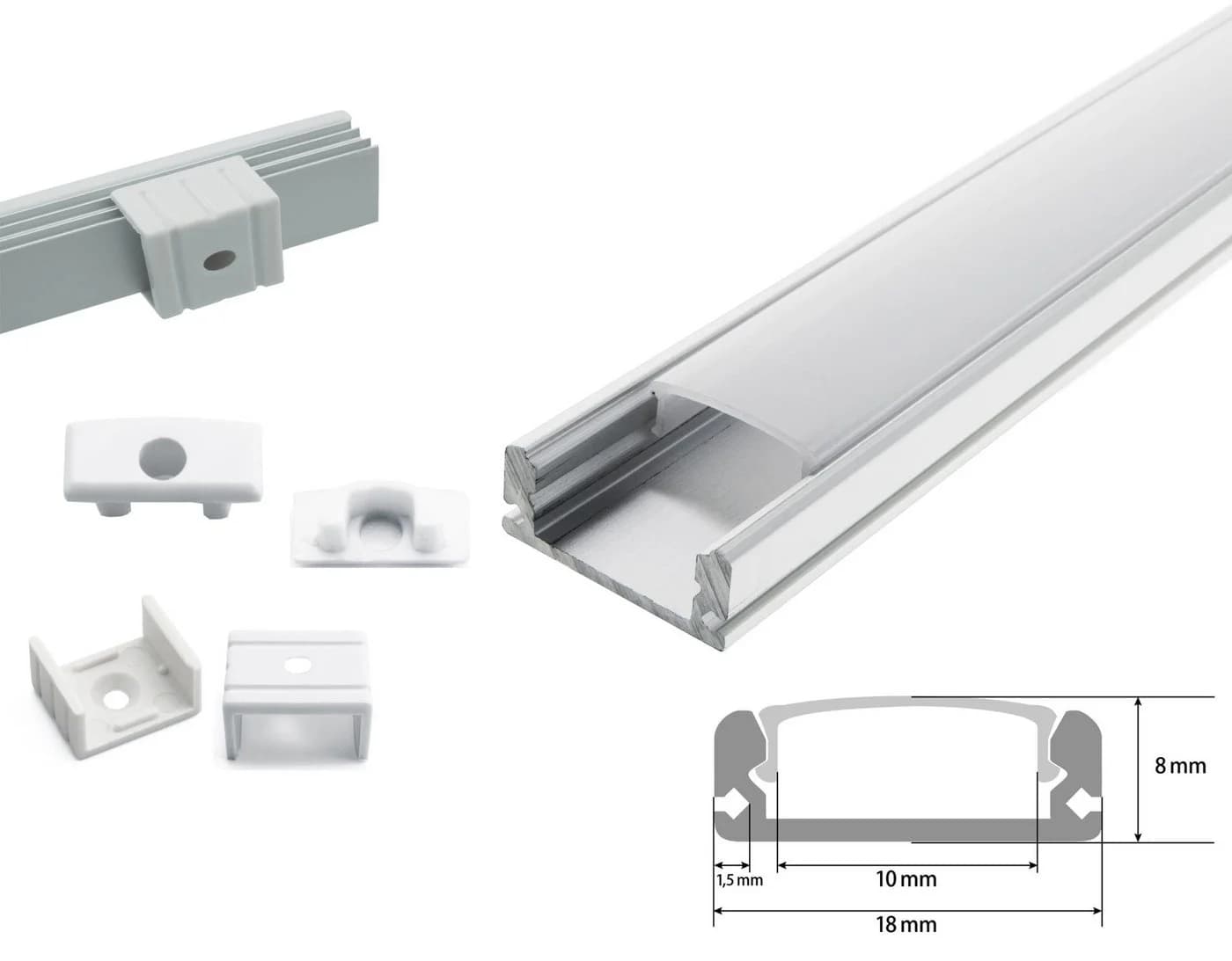 ENERGMiX LED-Stripe-Profil 2m Alu mit Milchglas Abdeckung - Bild 5