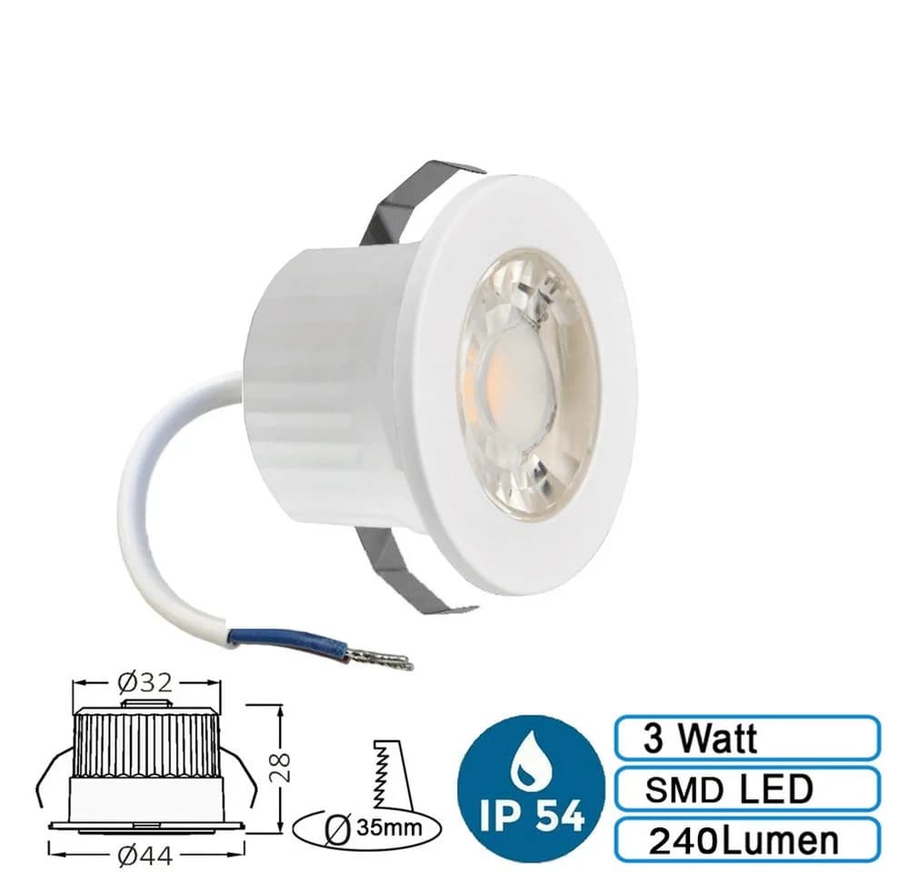 Braytron LED Einbaustrahler 3W Weiß 4000K Neutralweiß IP54