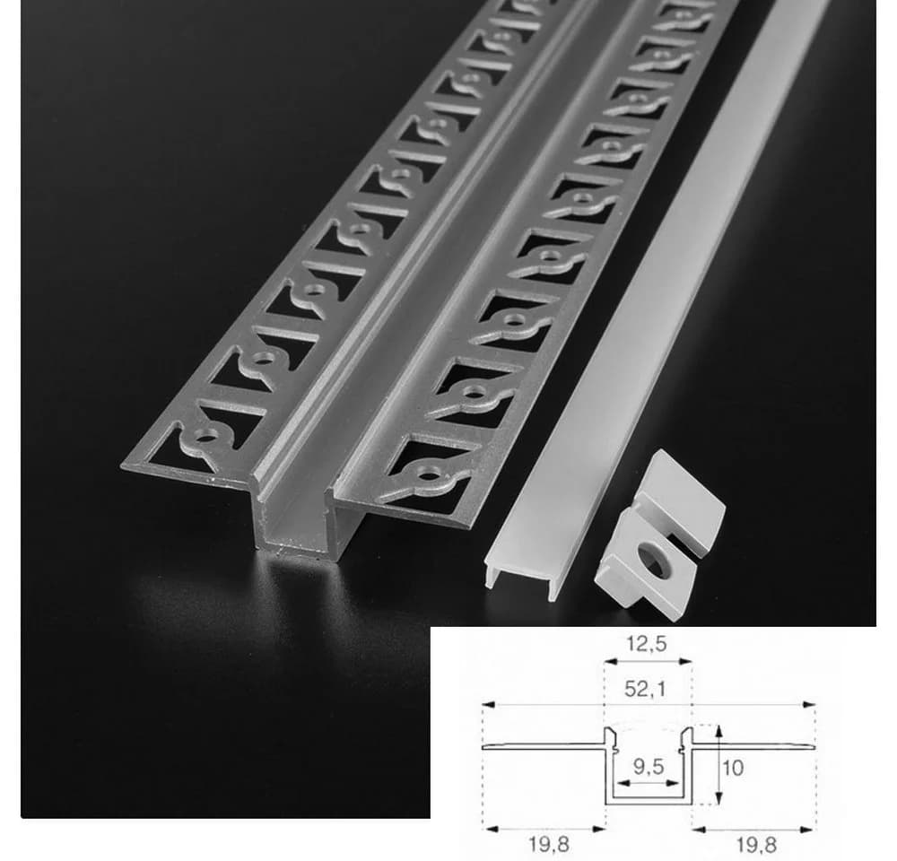 ENERGMiX LED-Stripe-Profil 2 Meter Alu Profil mit Milchglas Abdeckung - Bild 4