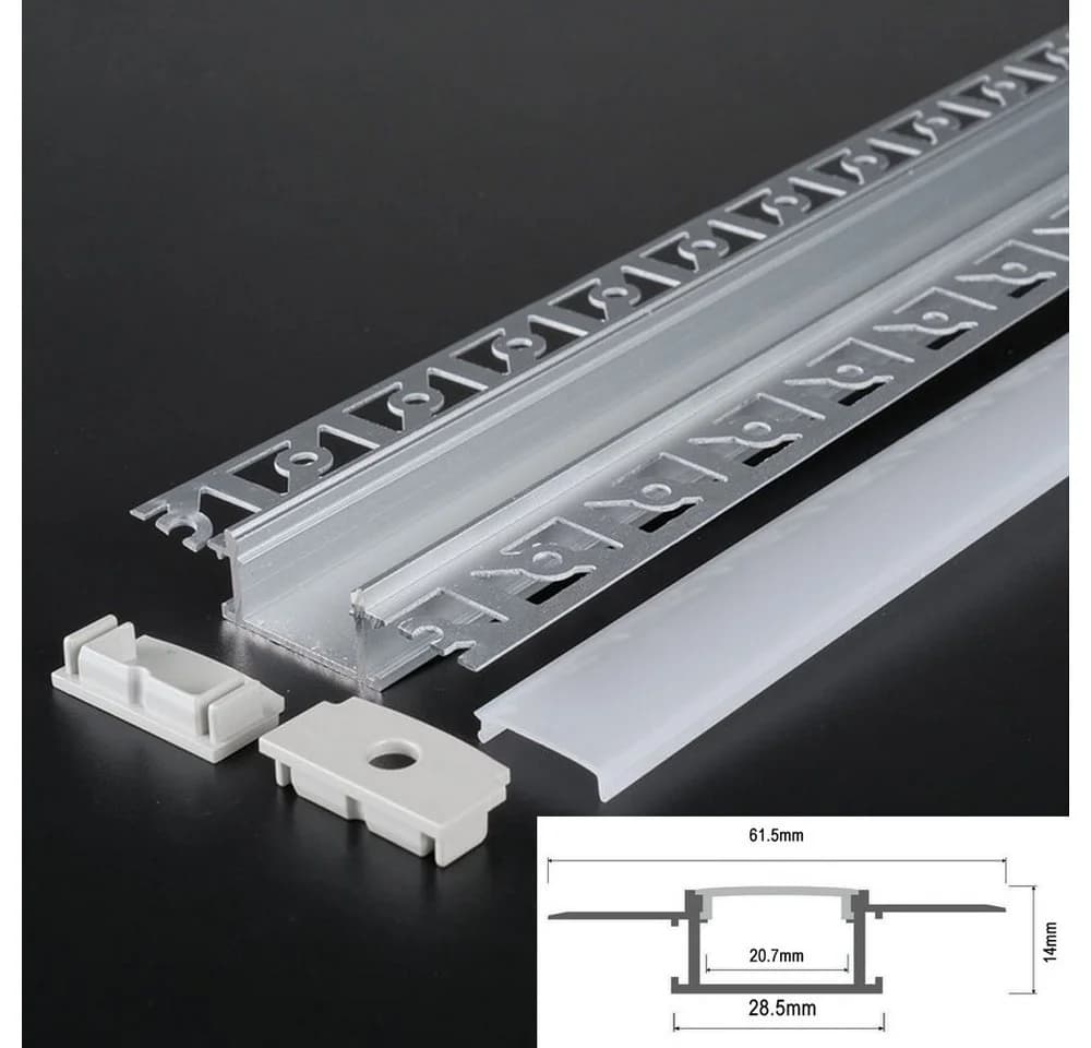 ENERGMiX LED-Profil 2m Aluminium Unterputz Milchig Weiß - Bild 5