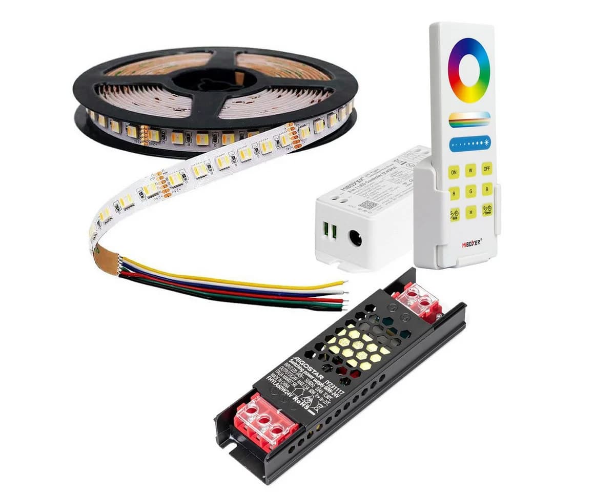 V-TAC RGB-CCT LED Streifen 10m 24V Dimmbar mit Trafo & Steuergerät - Bild 2