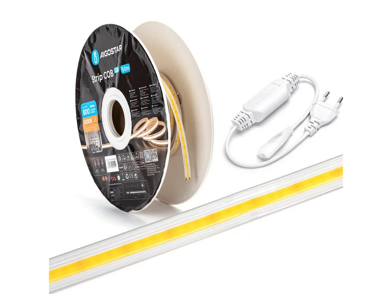 Aigostar LED Stripe 10m COB Kaltweiß IP65 230V - Bild 2