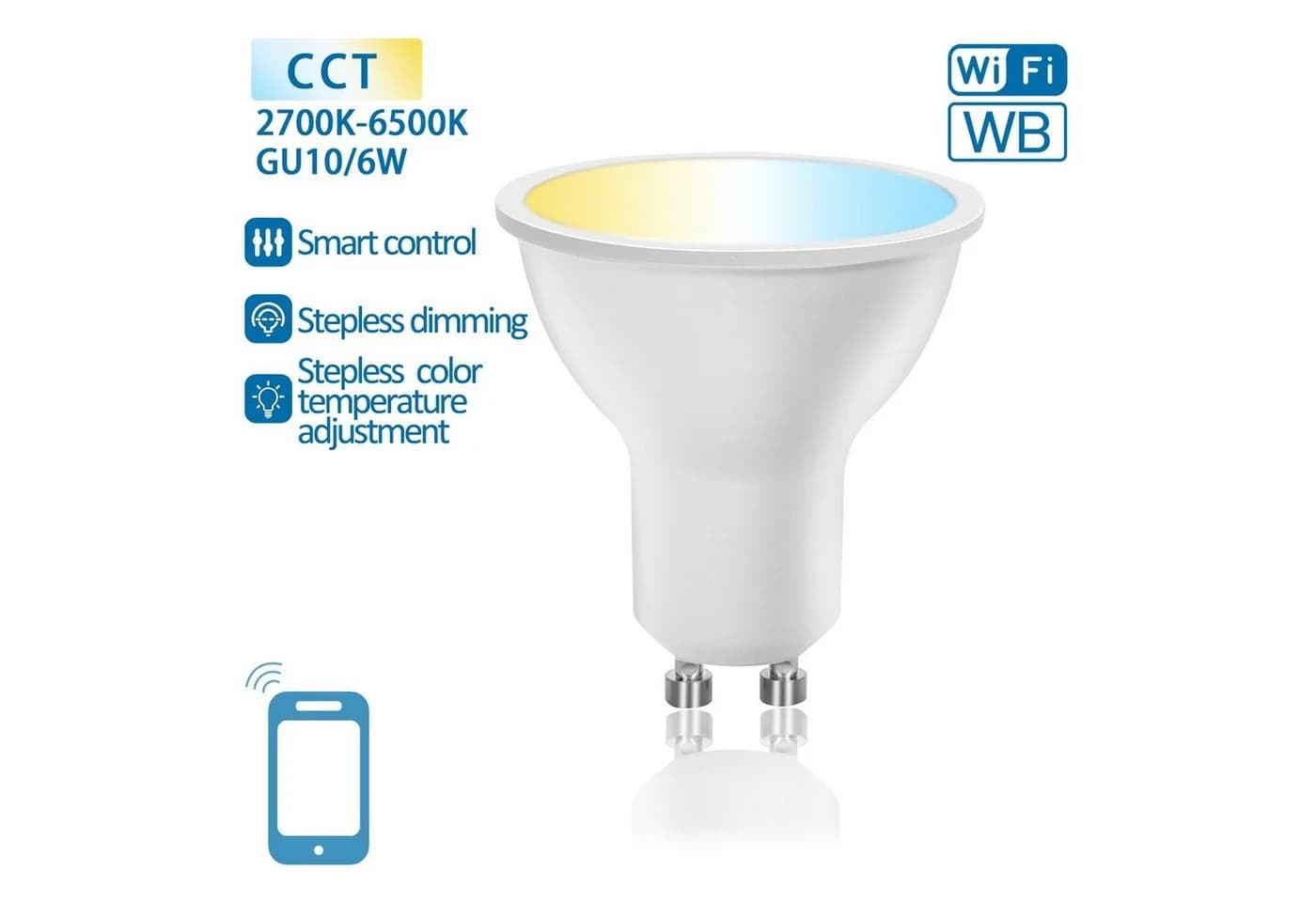 Aigostar LED-Leuchtmittel WLAN + Bluetooth 6W GU10 CCT Smart Home Strahler - Bild 2