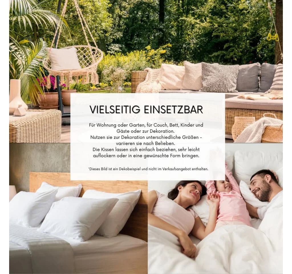 MSS e.K. Federkissen 2er-Set 100% Gänsefedern Baumwolle - Bild 5