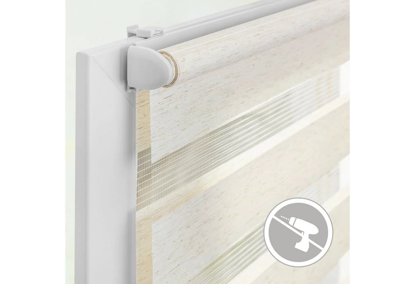 LICHTBLICK ORIGINAL Duo Rollo Klemmfix Beige/Weiß Seitenzugrollo - Bild 5
