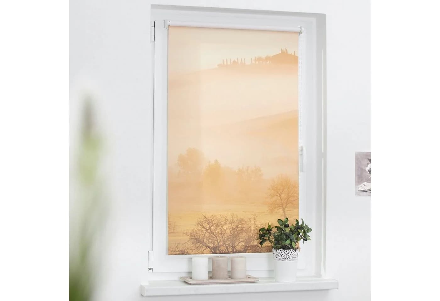 LICHTBLICK ORIGINAL Seitenzugrollo Klemmfix Motiv Toskana Orange Weiß - Bild 2