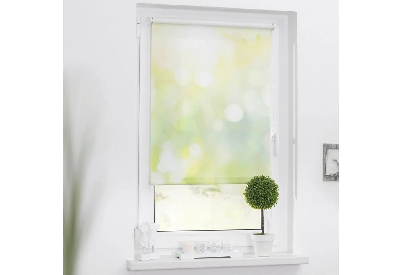 LICHTBLICK Seitenzugrollo Klemmfix Motiv Lichtspiel Grün Gelb Weiß - Bild 2