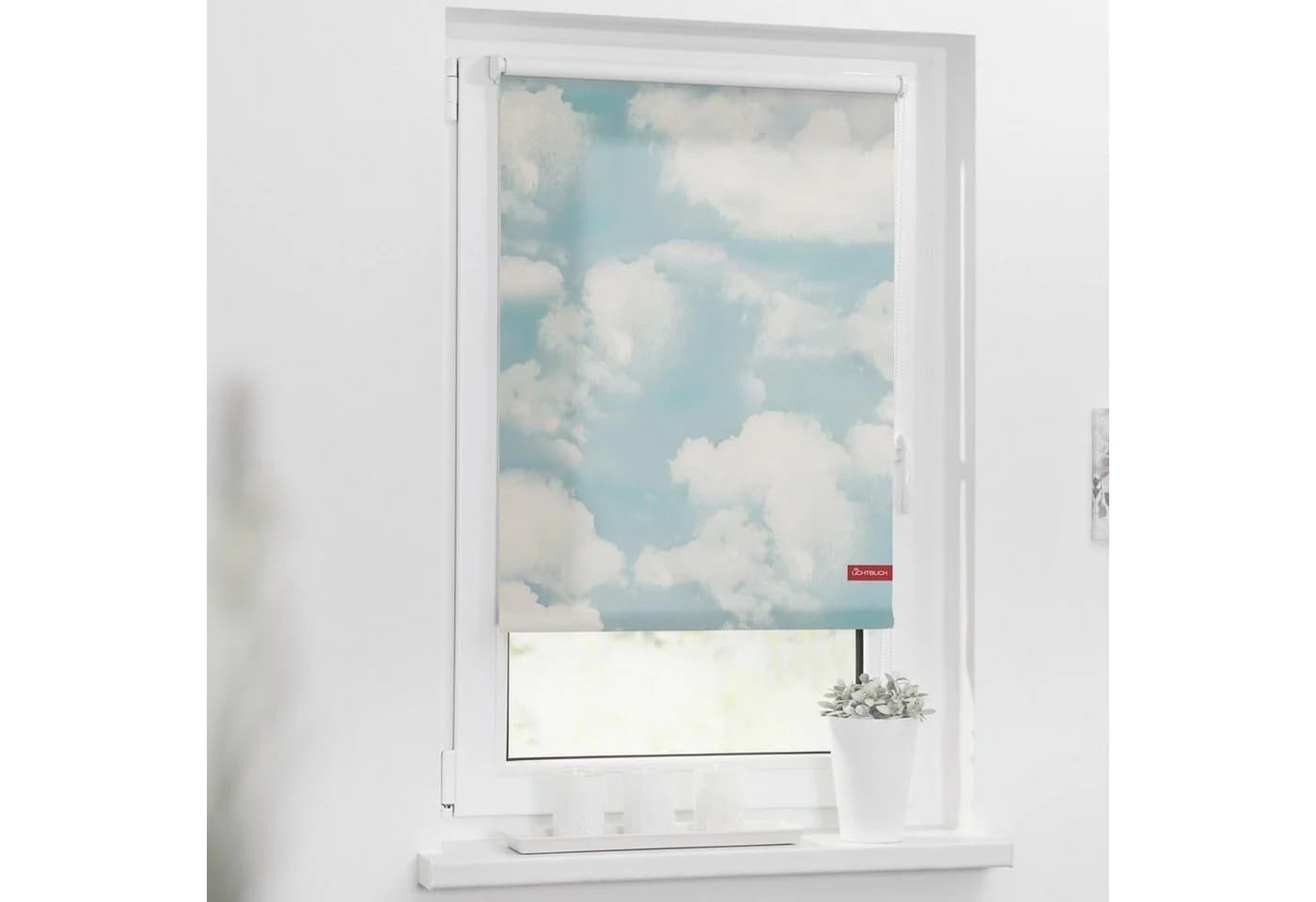 LICHTBLICK ORIGINAL Seitenzugrollo Klemmfix Motiv Wolken Blau Weiß - Bild 2