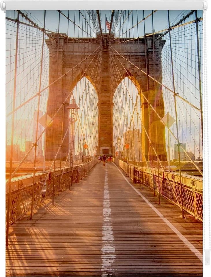 LICHTBLICK ORIGINAL Seitenzugrollo Klemmfix Brooklyn Bridge Motiv Orange Weiß - Bild 3
