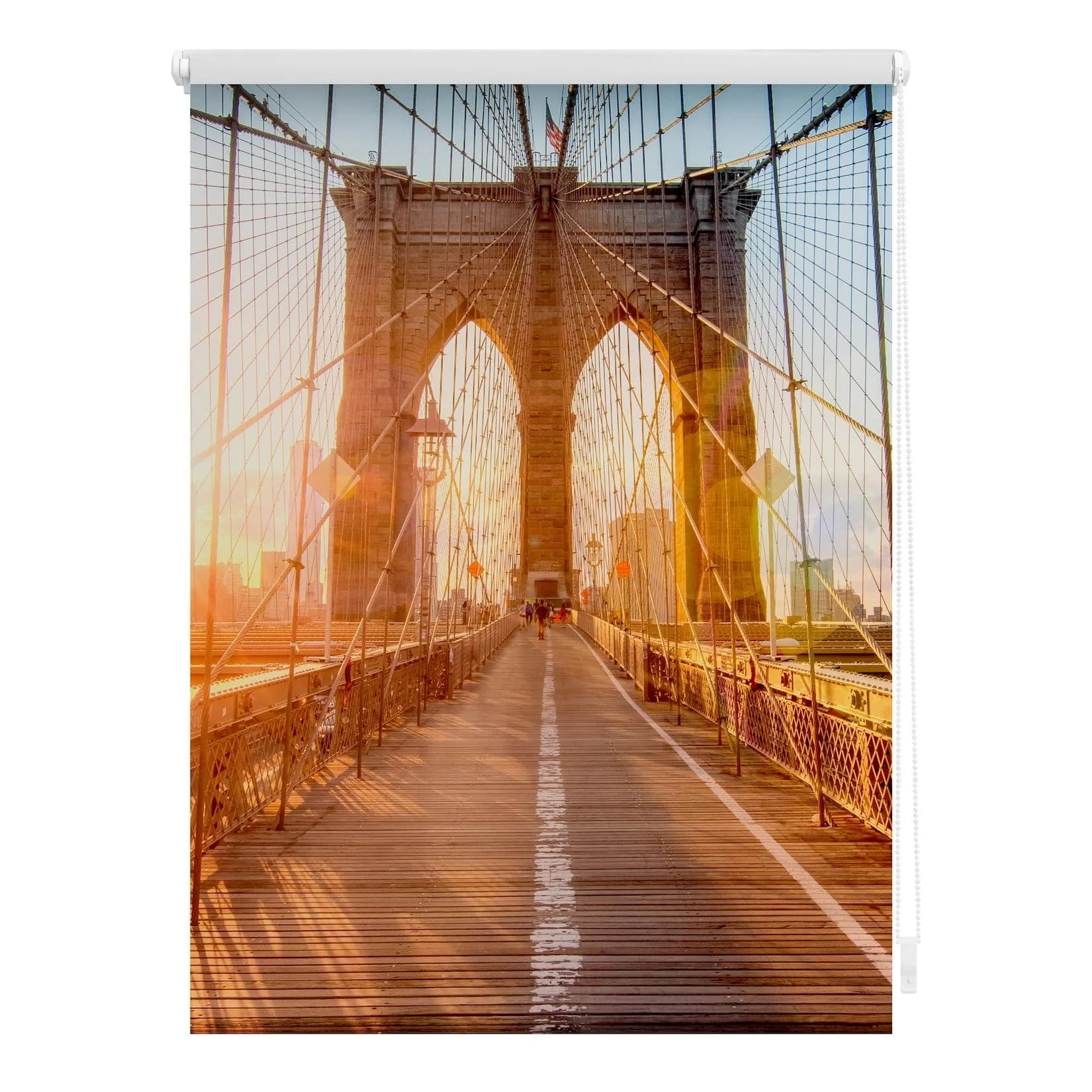 LICHTBLICK Seitenzugrollo Klemmfix Brooklyn Bridge Motiv Orange Weiß