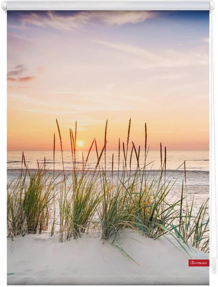 LICHTBLICK ORIGINAL Seitenzugrollo Nordseestrand Klemmfix Rot/Weiß - Bild 3