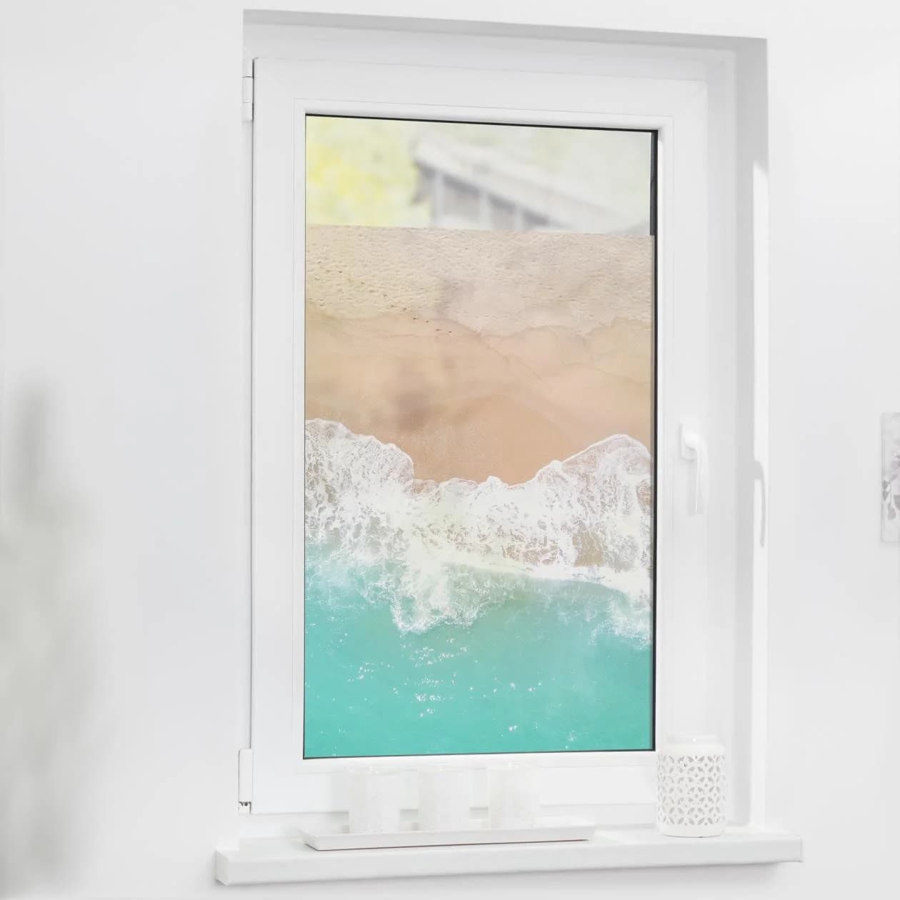 LICHTBLICK Fensterfolie The Beach Türkis Beige Selbstklebend Sichtschutz - Bild 2