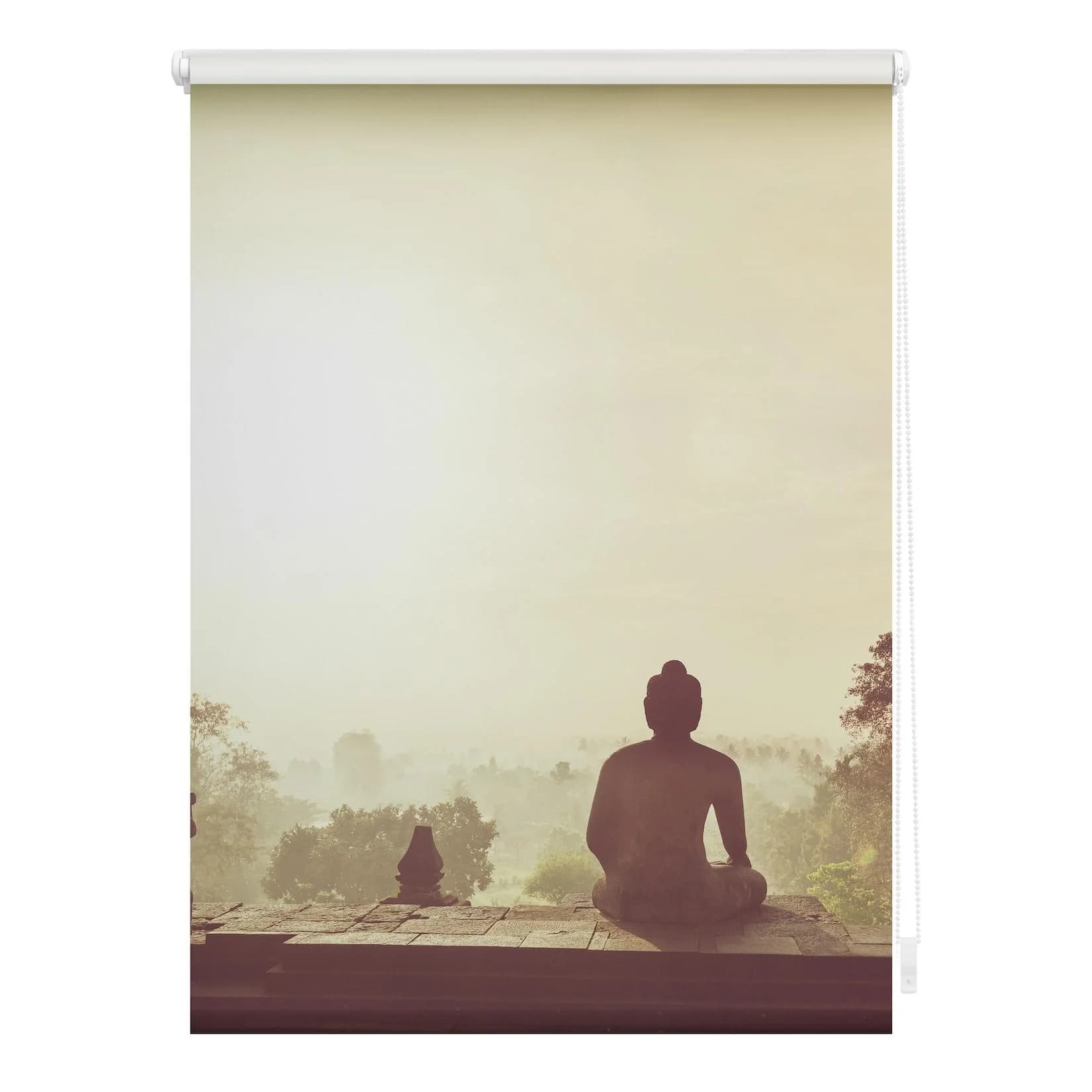 LICHTBLICK ORIGINAL Seitenzugrollo Tempel Borobudur Orange Klemmfix