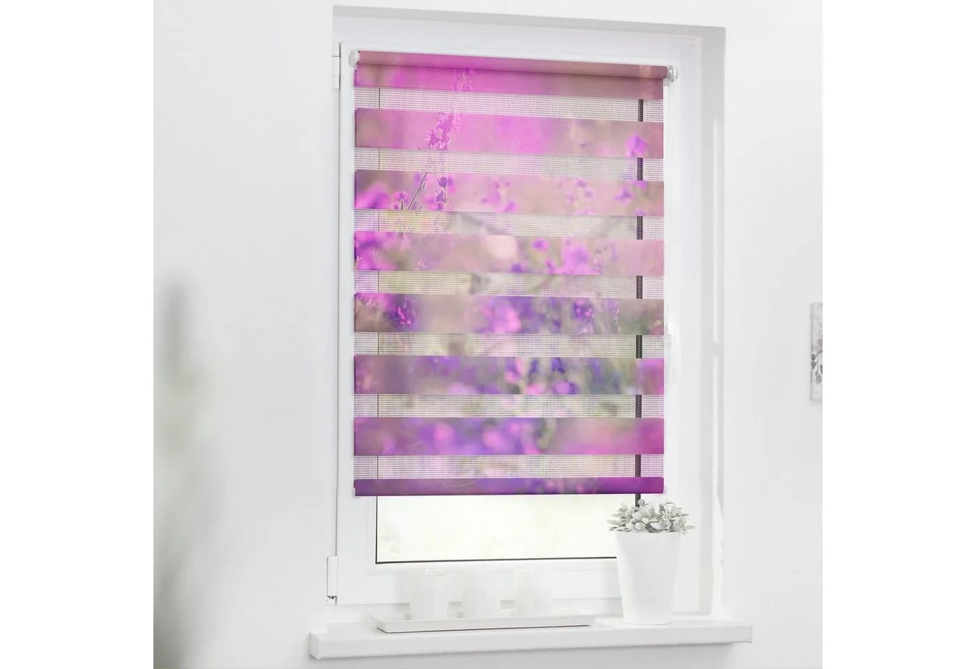 LICHTBLICK ORIGINAL Duo Rollo Blumenwiese Violett Klemmfix - Bild 2