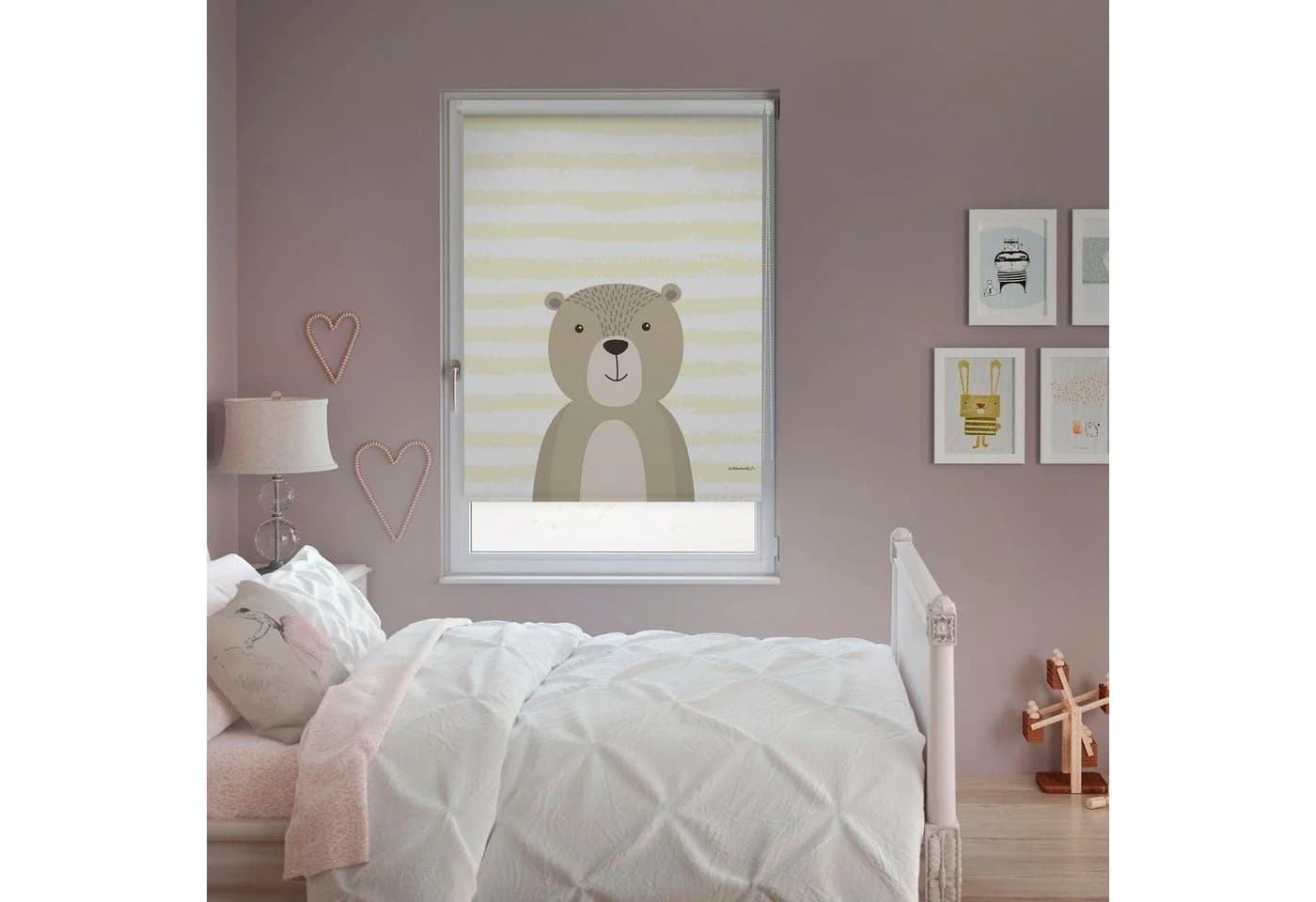 Lüttenhütt Seitenzugrollo Bär Beige Weiß Verdunkelnd Klemmfix - Bild 4