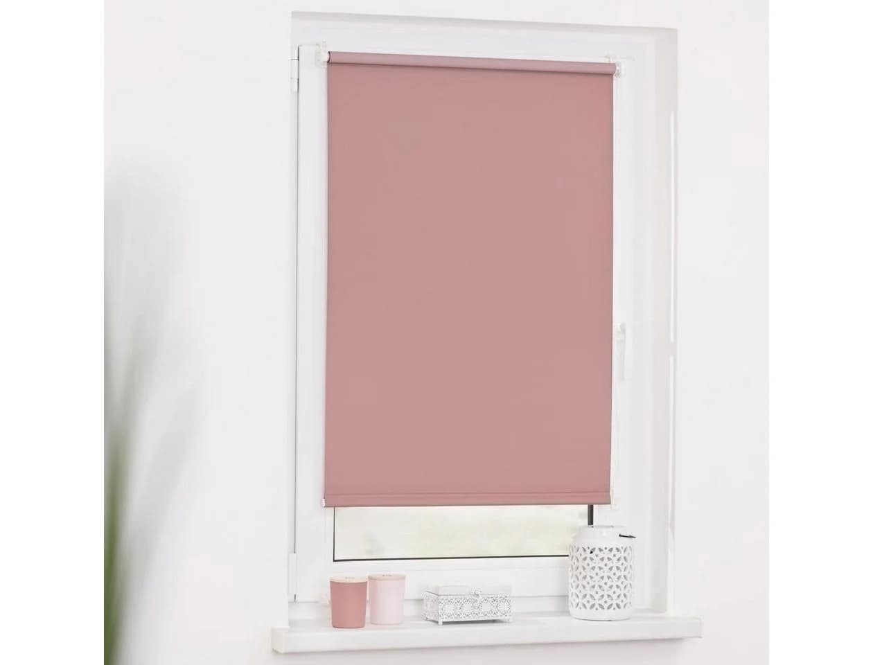 LICHTBLICK ORIGINAL Seitenzugrollo Altrosa Weiß Klemmfix Verdunkelung - Bild 2