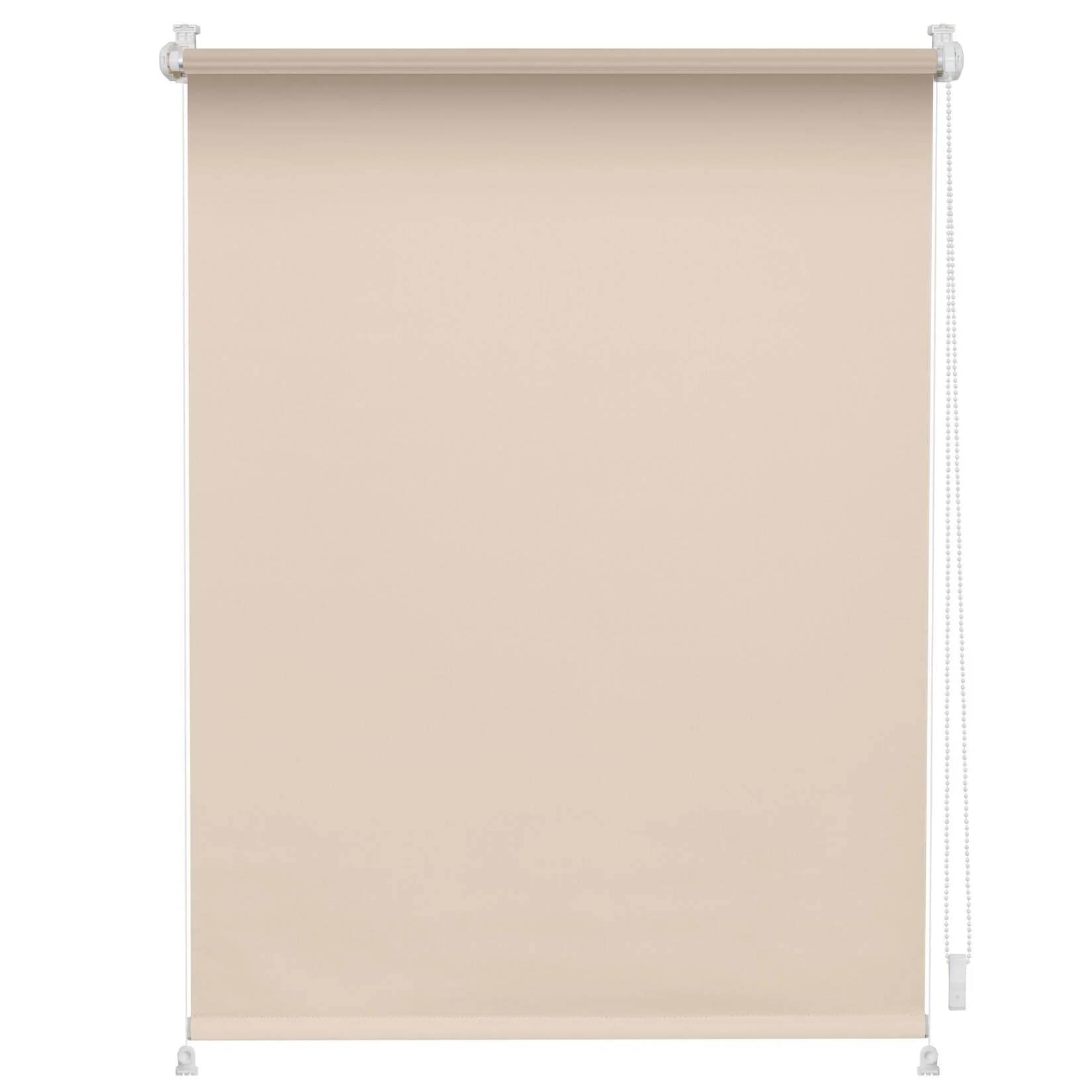 LICHTBLICK ORIGINAL Seitenzugrollo Uni Rollo Beige/Weiß Verdunkelnd Klemmfix