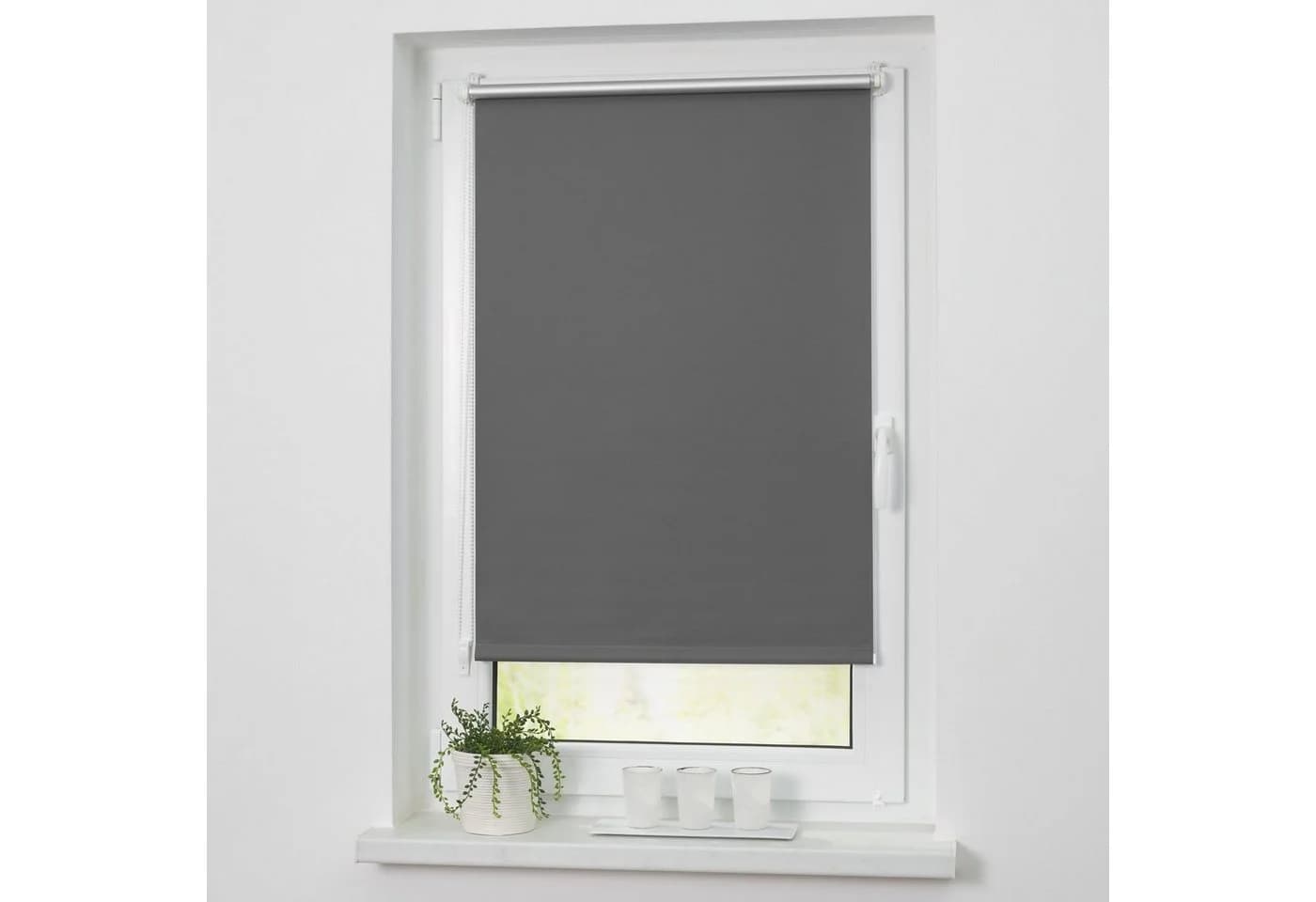 Roomy Seitenzugrollo Verdunkelungsrollo Thermo Klemmfix Anthrazit Weiß - Bild 5