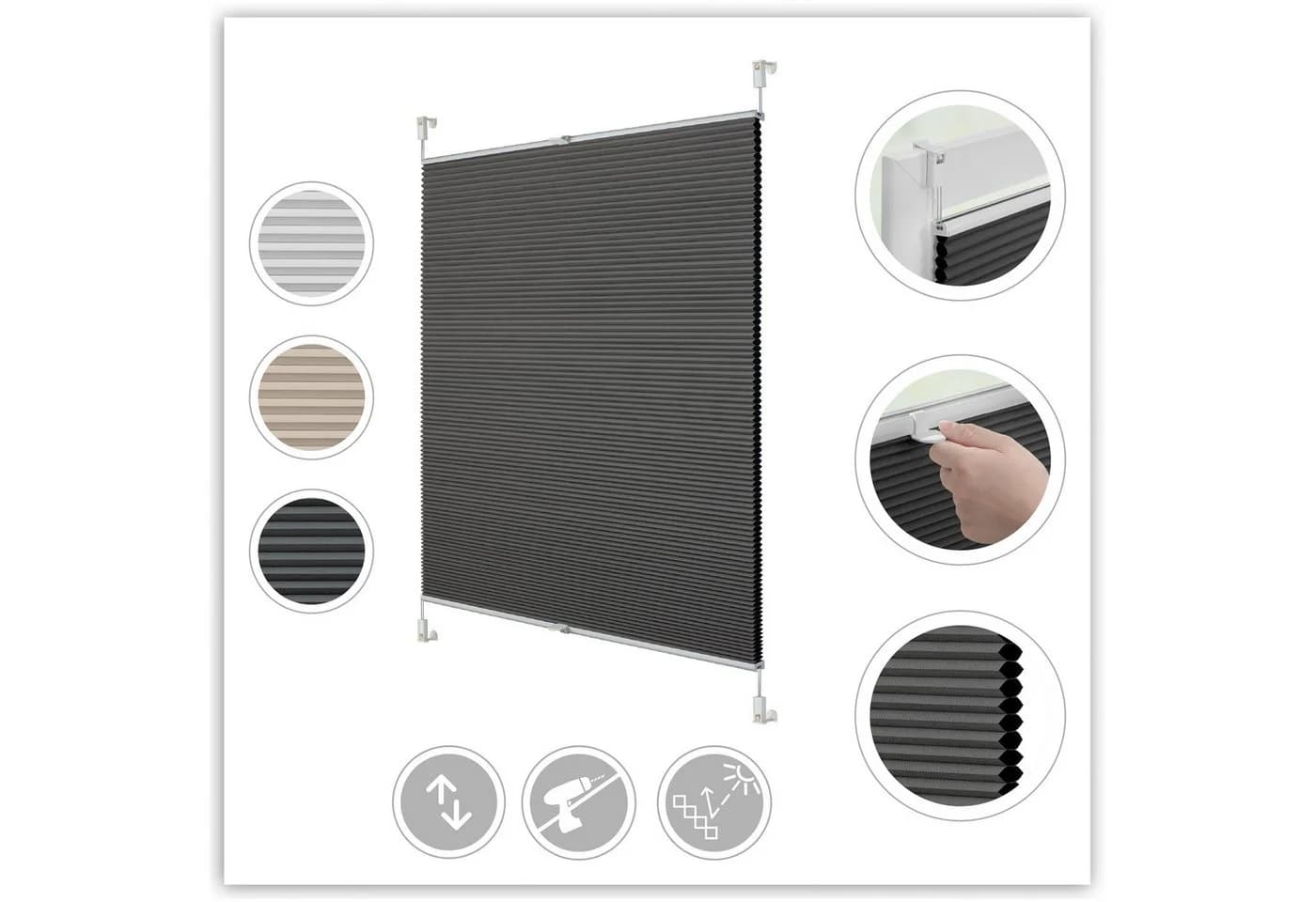 LICHTBLICK ORIGINAL Thermo-Plissee Klemmfix Verdunkelung Grau - Bild 2