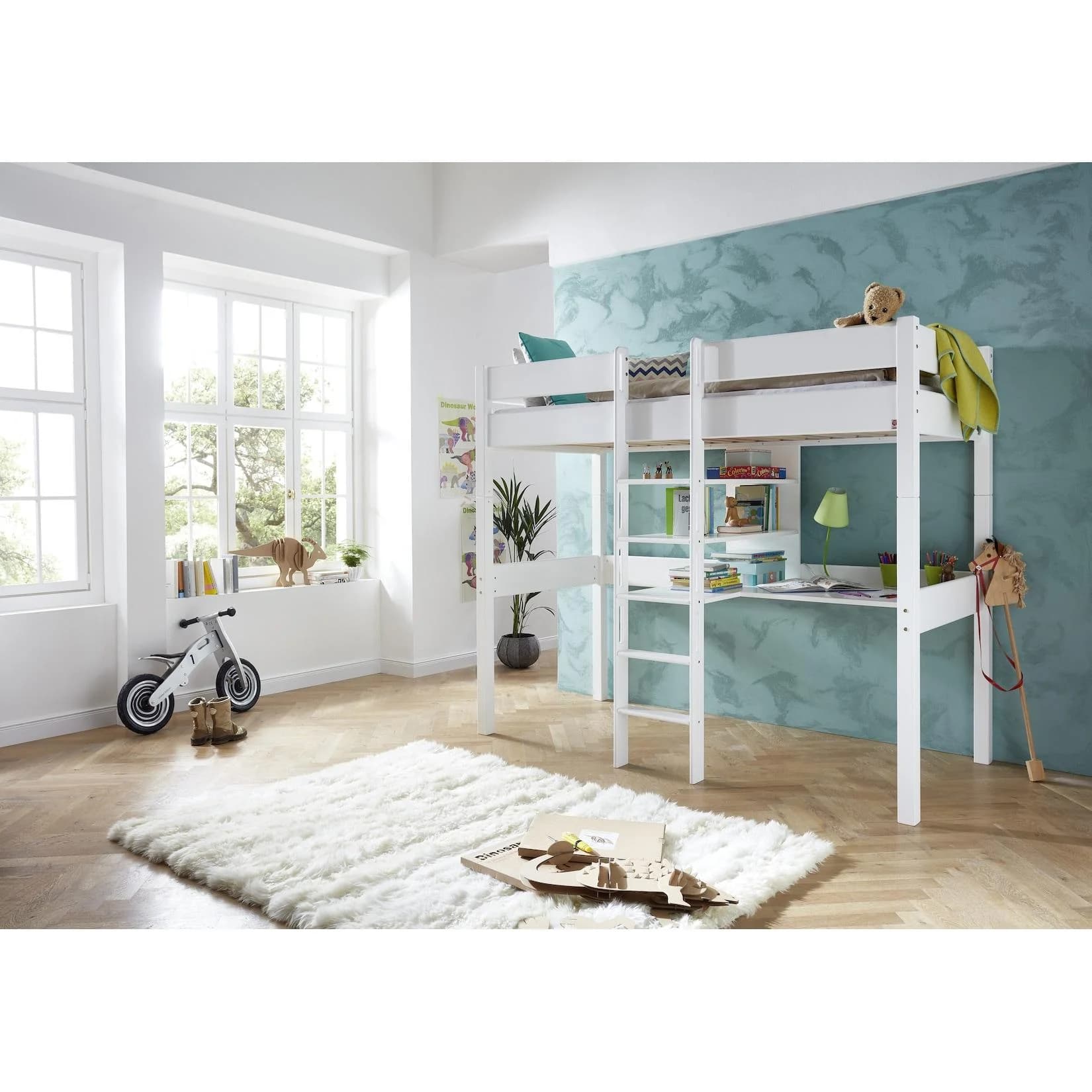 Relita Hochbett NOEL Buche Massiv Weiß Lackiert