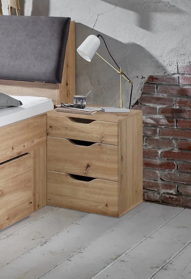 Relita Nachtschrank Maxi mit 3 Schubladen Eiche Artisan Grau - Bild 2