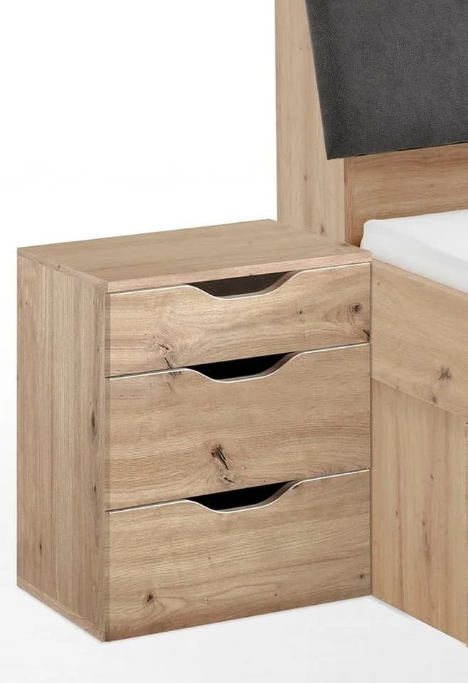 Relita Nachtschrank Maxi mit 3 Schubladen Eiche Artisan Grau - Bild 4