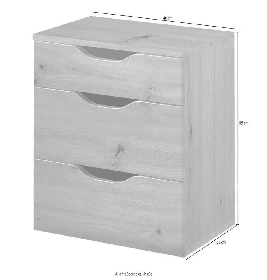 Relita Nachtschrank Maxi mit 3 Schubladen Eiche Artisan Grau - Bild 5