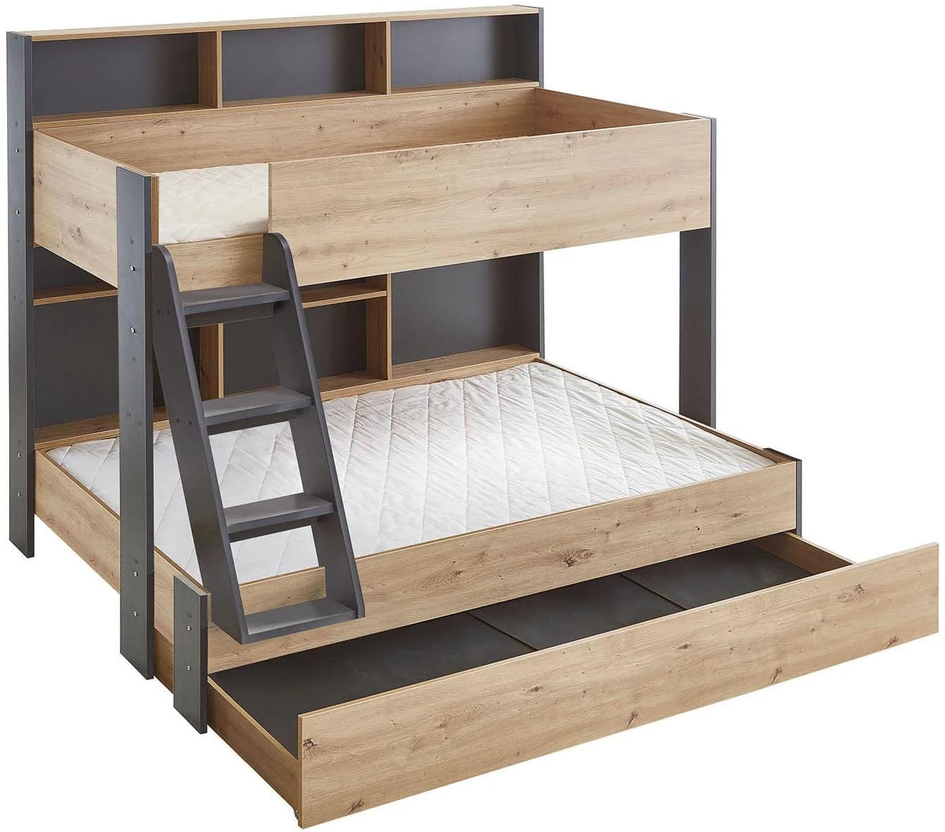 Etagenbett RELITA - Holzwerkstoff, Eiche Artisan/Anthrazit, 173x168,2x208,6 cm
