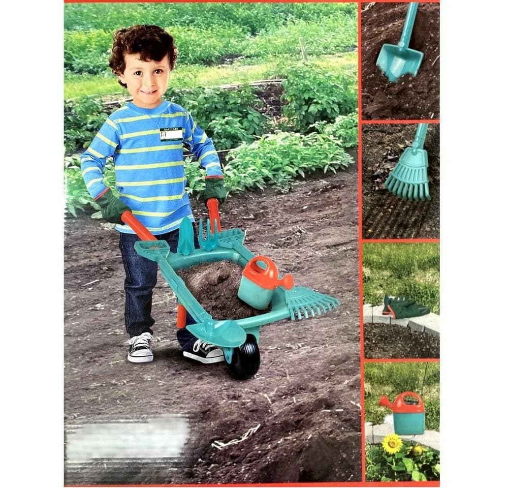 TikTakToo Kinder-Gartenset 7-tlg. Schubkarre mit Werkzeug grün - Bild 4