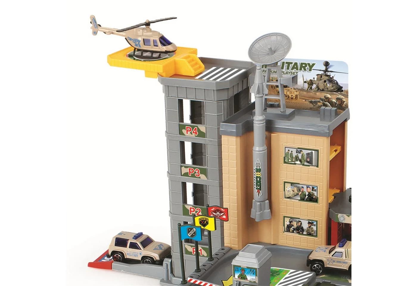 TikTakToo Spiel-Polizeistation Militärstation mit 2 Autos und Hubschrauber - Bild 3