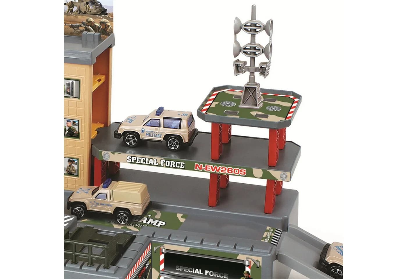 TikTakToo Spiel-Polizeistation Militärstation mit 2 Autos und Hubschrauber - Bild 4