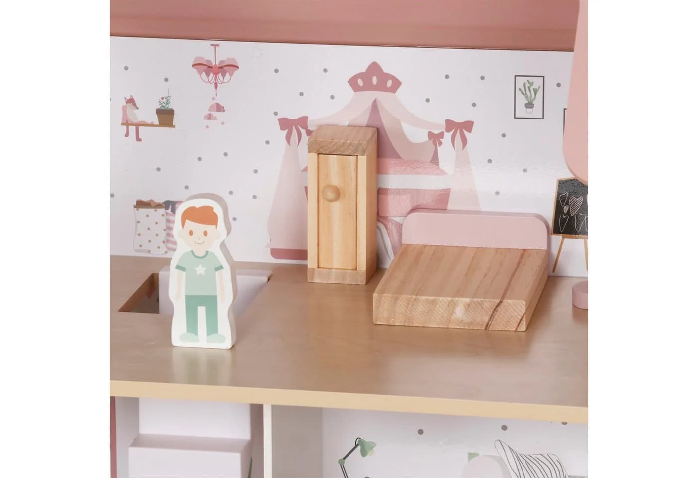 TikTakToo Puppenhaus Holzpuppenhaus Rosa mit 14-teiligem Zubehörset - Bild 4