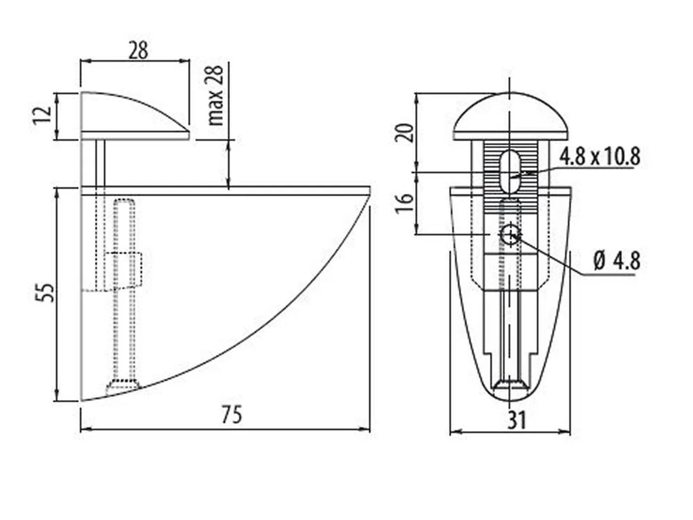 SO-TECH® Wandregalhalter Typ L Chrom matt für Glas- und Holzböden - Bild 5