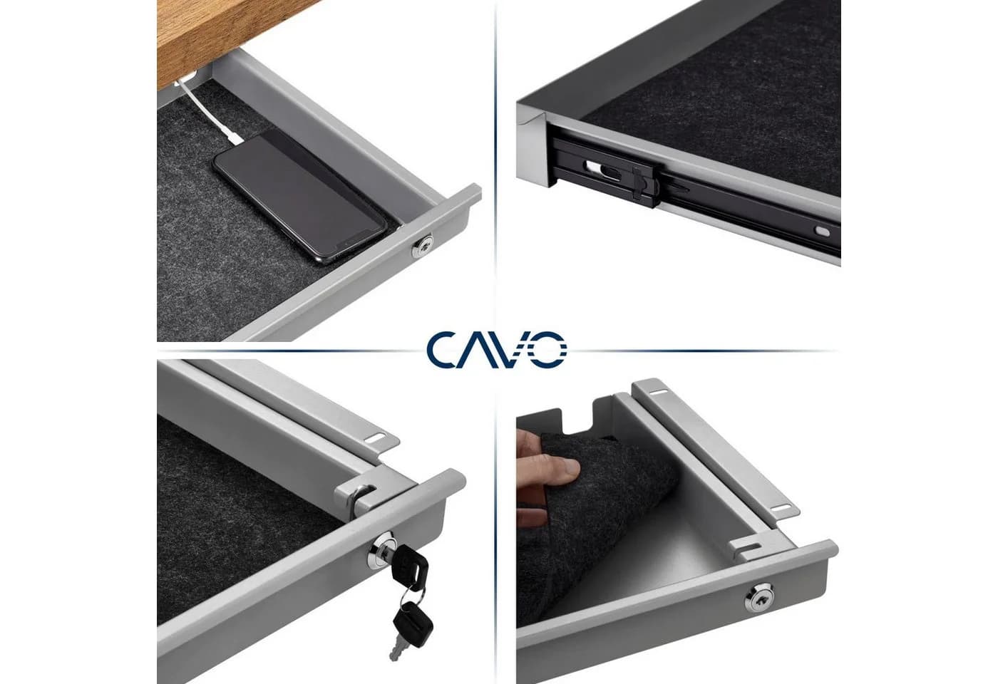 CAVO Unterbauschublade Schwarz Abschließbar für Schreibtisch - Bild 3