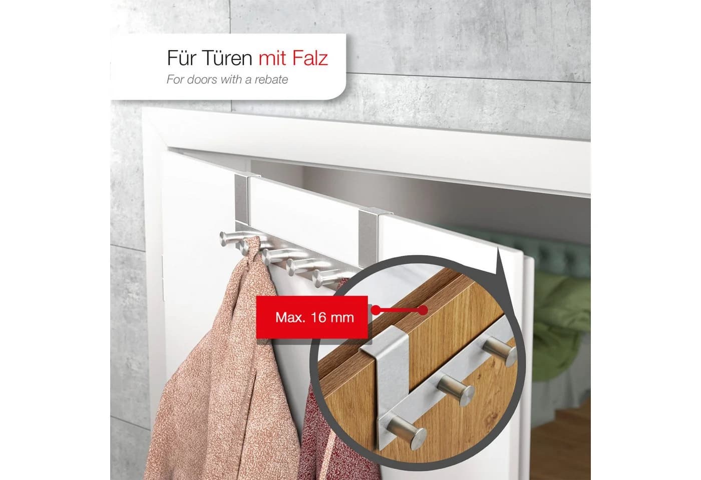 SO-TECH Türgarderobe LINEA Edelstahl 6 Haken Türhaken