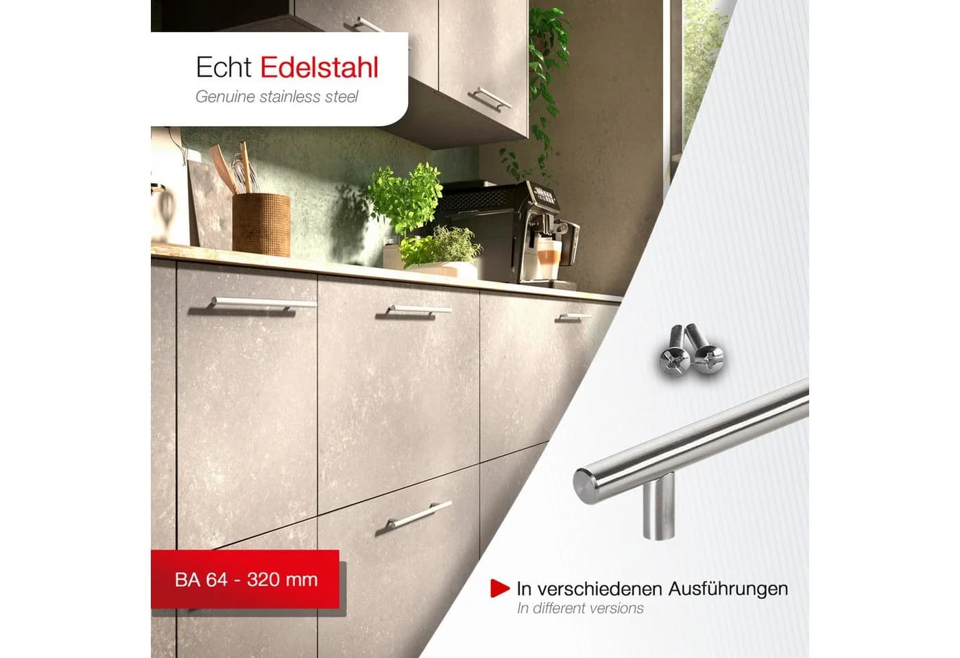 SO-TECH® Stangengriff G17 Edelstahl gebürstet 100 mm
