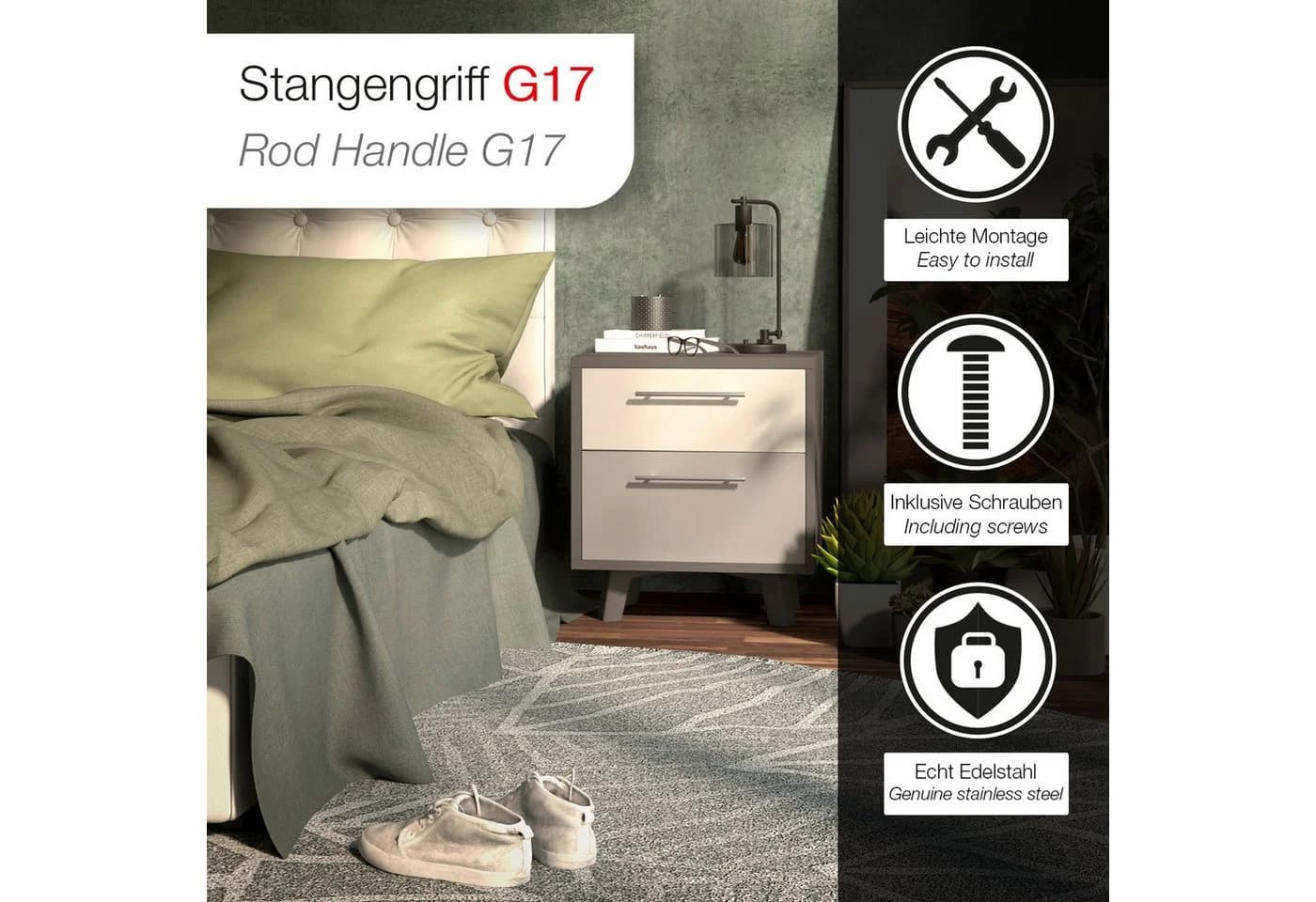 SO-TECH® Stangengriff G17 Edelstahl gebürstet 100 mm - Bild 3