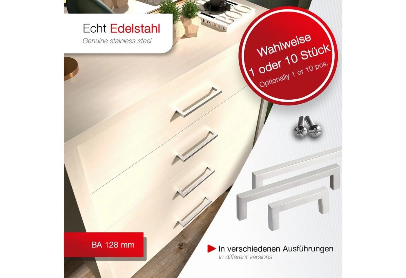 SO-TECH® Stangengriff E8 Edelstahl Gebürstet 128mm