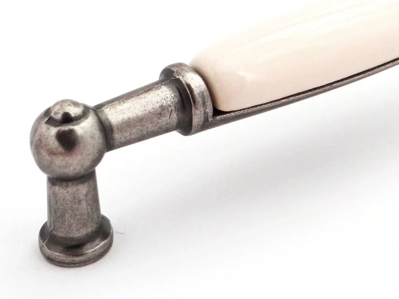 SO-TECH® Porzellangriff Landhaus Altsilber/Cremefarbig 96mm BA