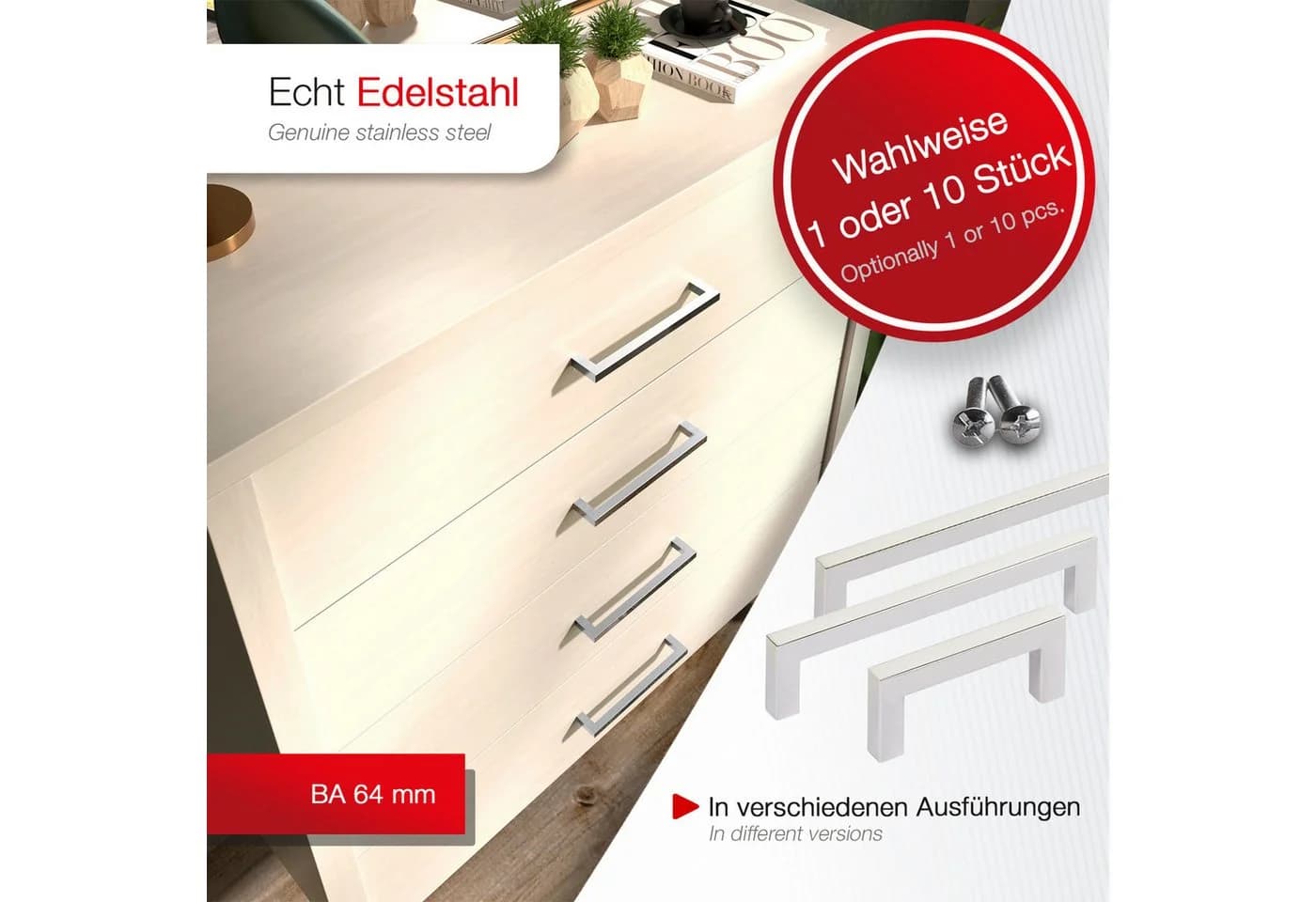 SO-TECH® Möbelgriff Stangengriff E8 Edelstahl silber poliert