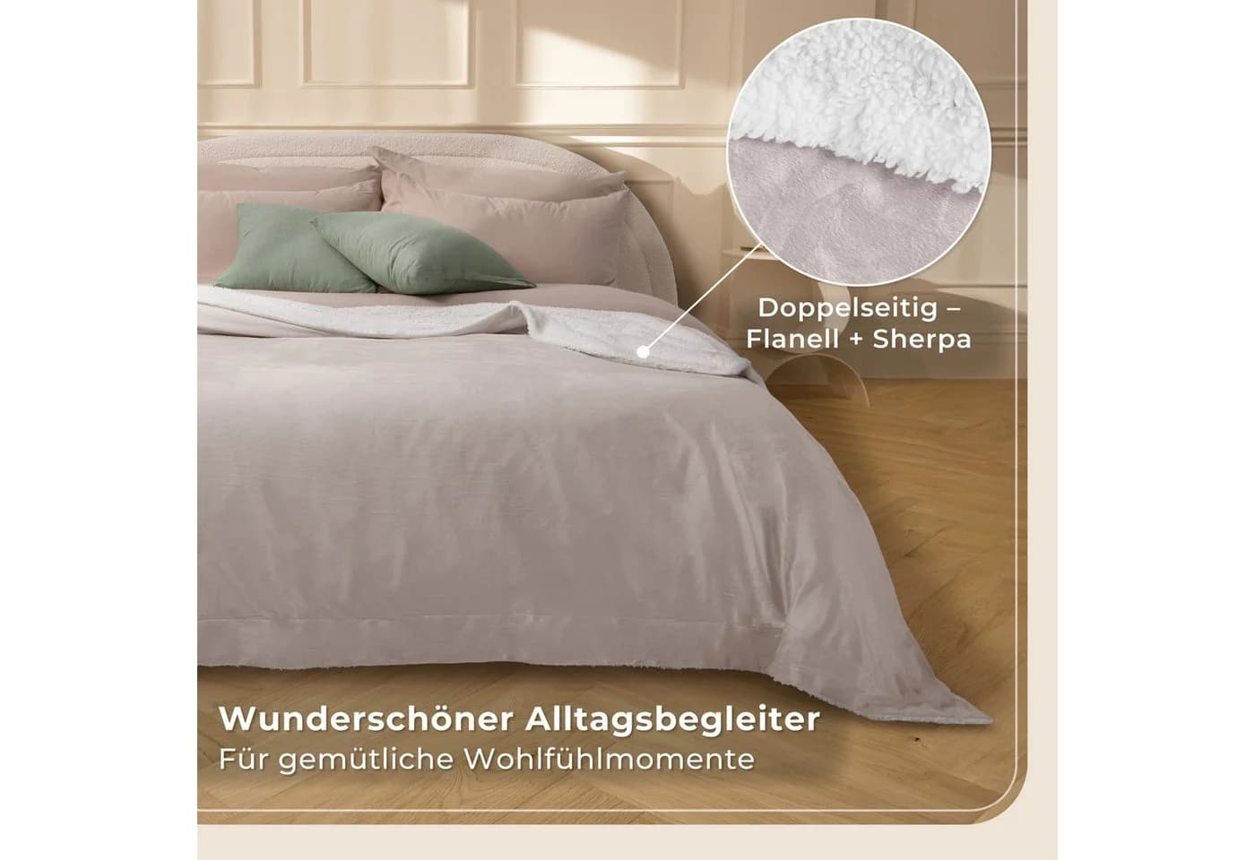 Wohndecke in Lammfell-Optik - Kuscheldecke flauschig – Sherpa Fleecedecke, Gräfenstayn - Bild 4