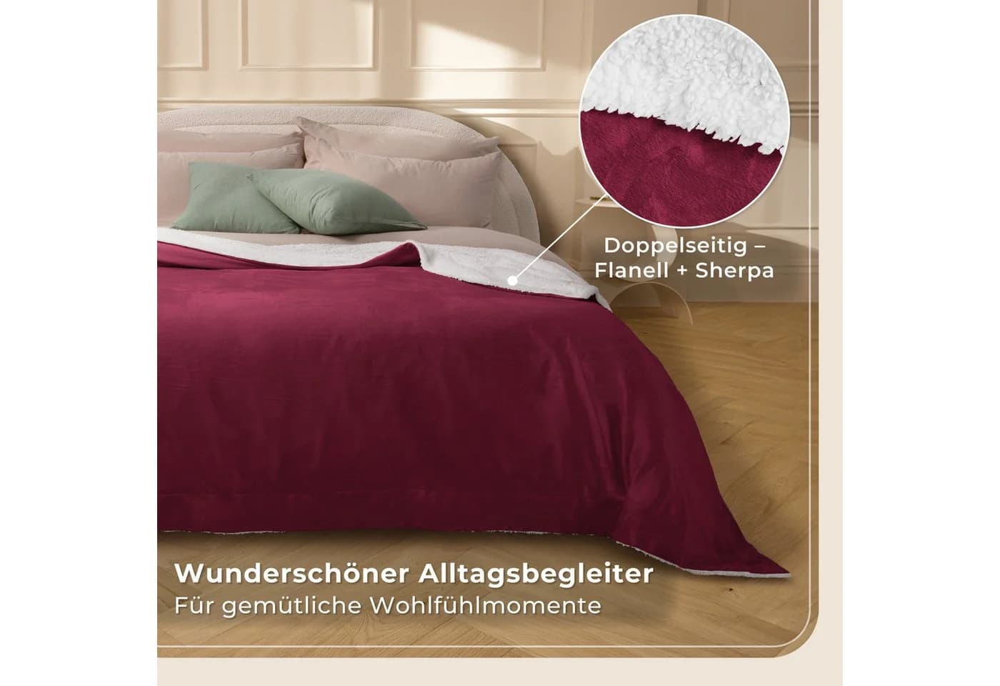 Gräfenstayn Wohndecke in Lammfell-Optik Kuscheldecke weich & flauschig - Sherpa Fleecedecke - Bild 4