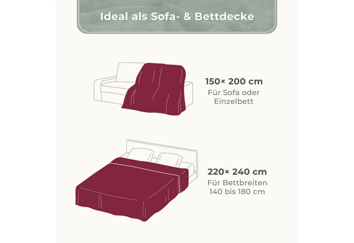 Gräfenstayn Wohndecke in Lammfell-Optik Kuscheldecke weich & flauschig - Sherpa Fleecedecke - Bild 5