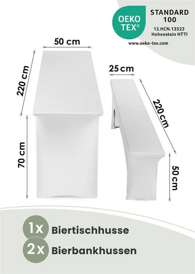 Gräfenstayn Hussen-Set Biertischhussen Bierzeltgarnitur Weiß Stretch - Bild 3