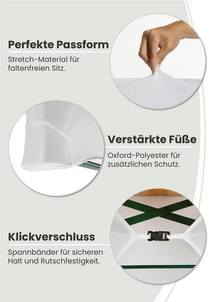 Gräfenstayn Hussen-Set Biertischhussen Bierzeltgarnitur Weiß Stretch - Bild 5