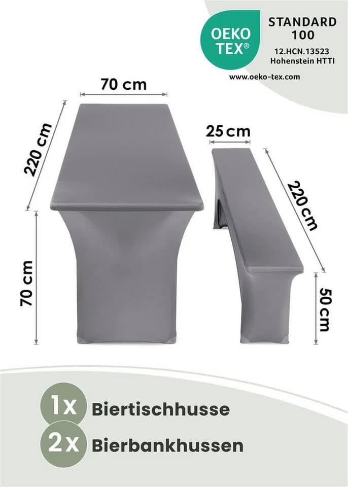 Gräfenstayn Hussen-Set Biertischhussen Grau Stretch - Bild 3
