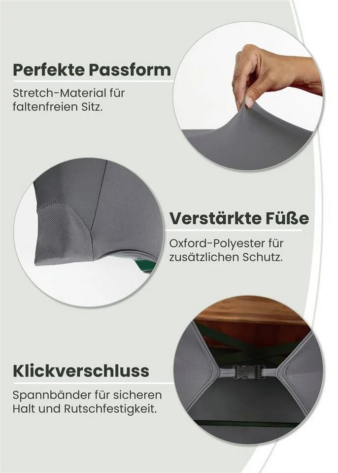 Gräfenstayn Hussen-Set Biertischhussen Grau Stretch - Bild 5