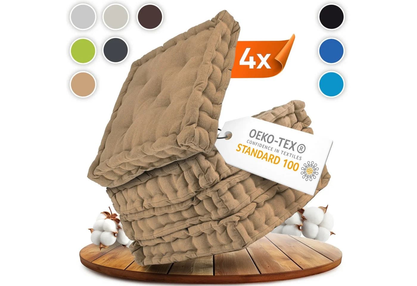 Gräfenstayn Sitzkissen 4er Set 40x40 cm Beige 100% Baumwolle - Bild 2