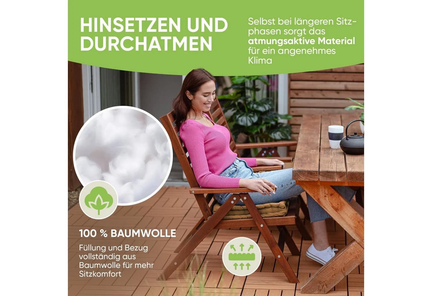 Gräfenstayn Sitzkissen 4er Set 40x40 cm Beige 100% Baumwolle - Bild 3