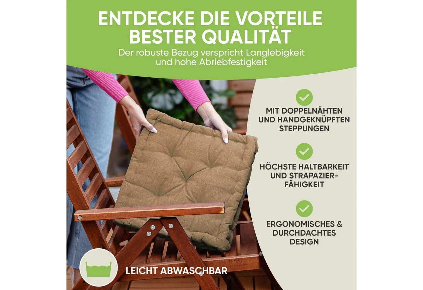 Gräfenstayn Sitzkissen 4er Set 40x40 cm Beige 100% Baumwolle - Bild 5